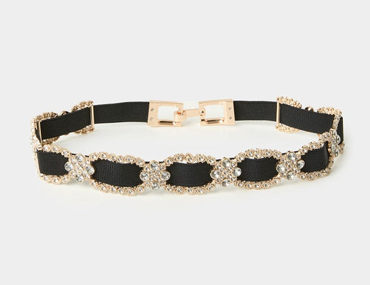 Ceinture Élastique Noire — Détails Dorés
