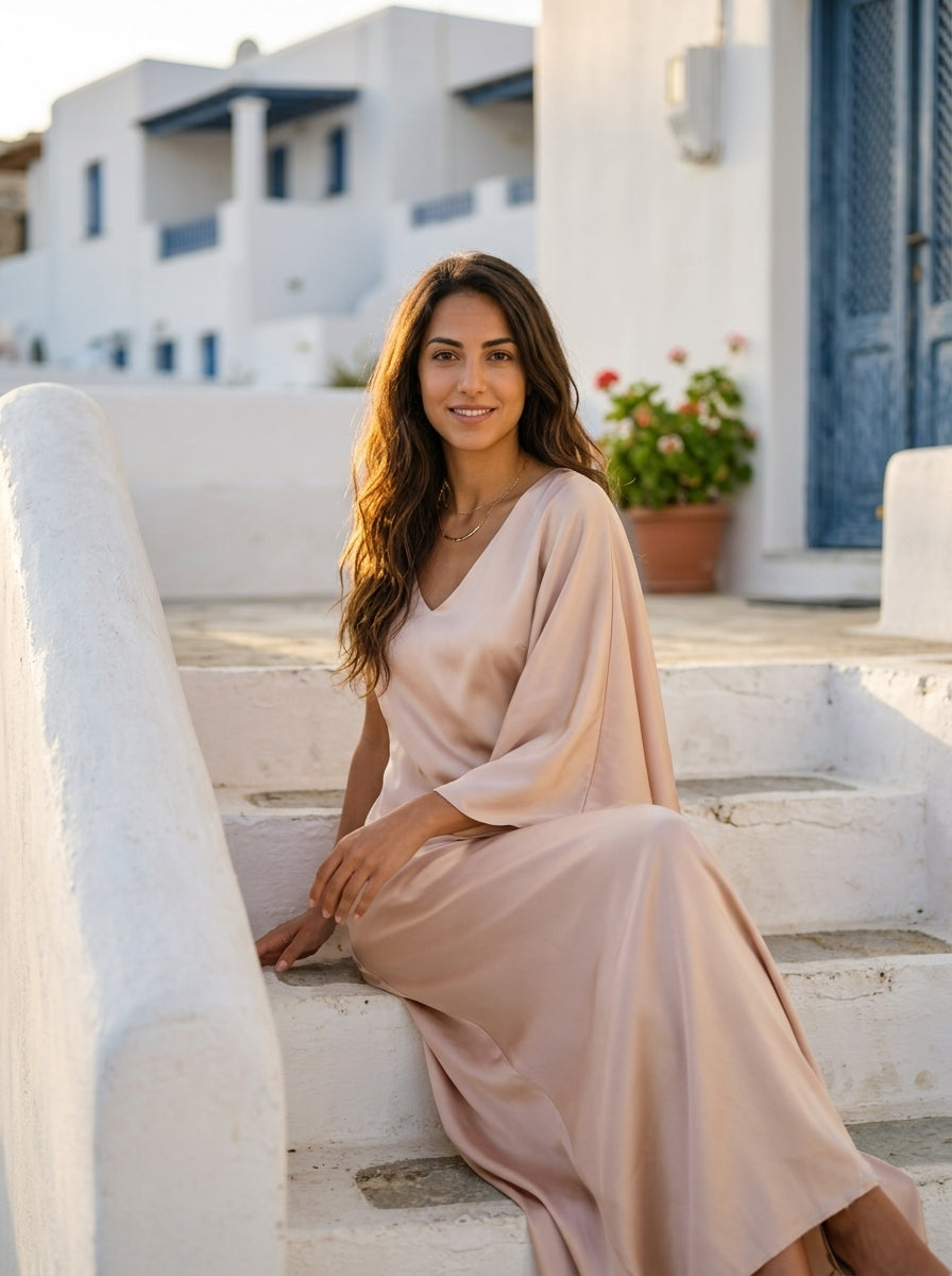 Robe Limnos — Nude Caftan avec Fente