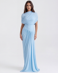 Camilla — Light Blue Cowl-Neck Dress