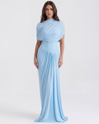 Camilla — Light Blue Cowl-Neck Dress
