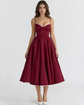 Selene — Burgundy Satin Midi Dress