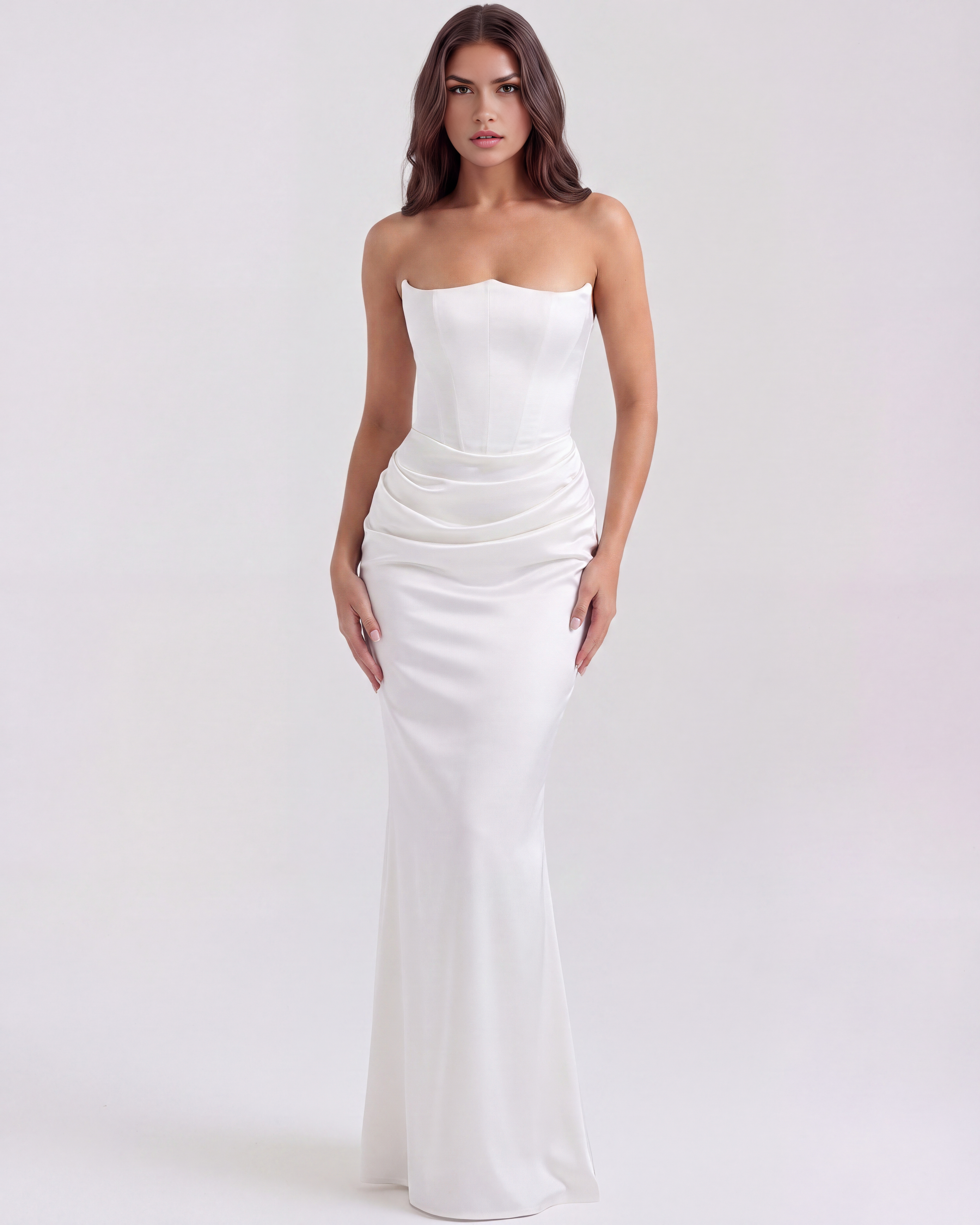 Rosalind — Crepe Corset Dress in White