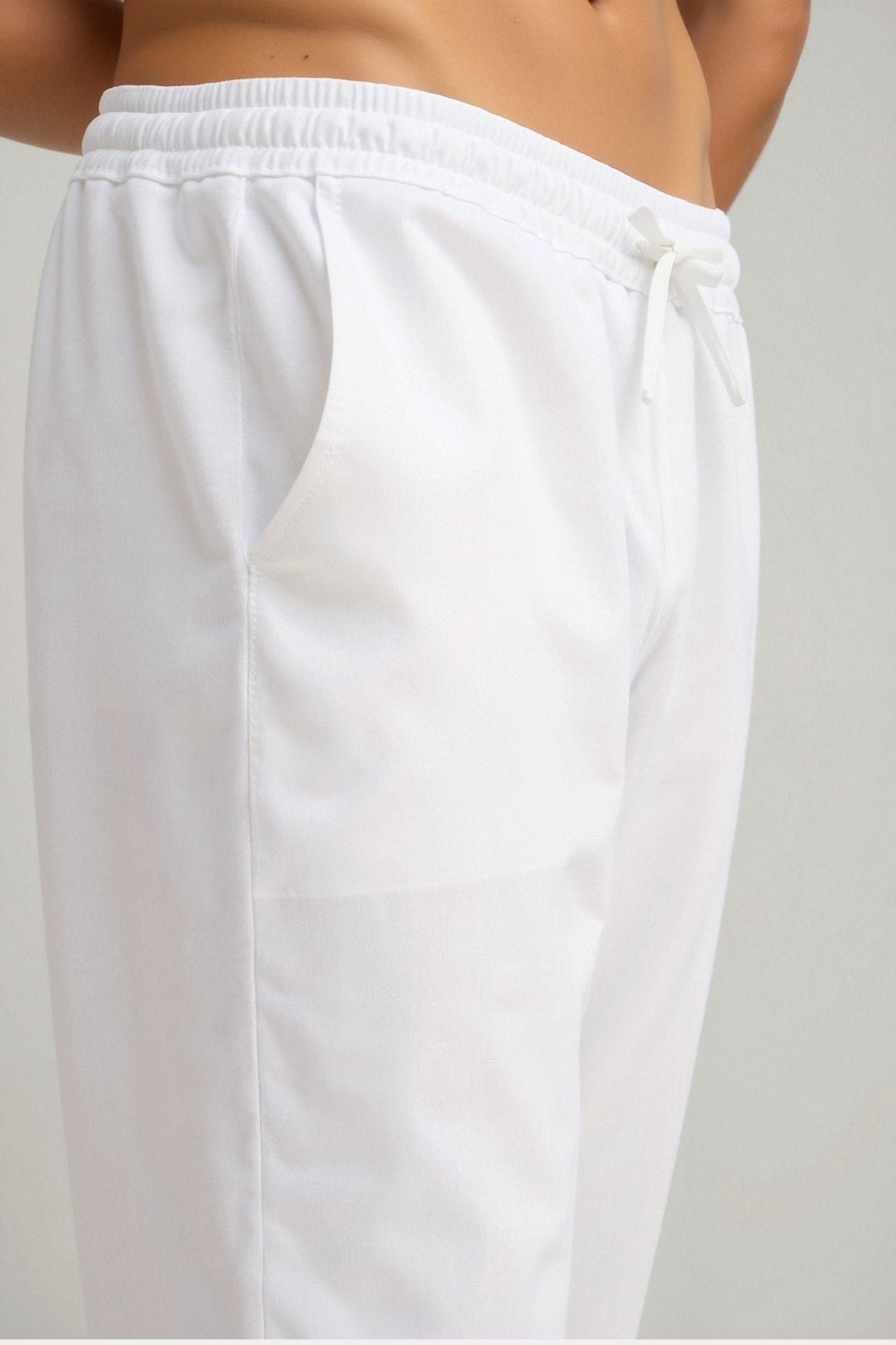 NOBA Cotton-Linen Blend Trousers with Drawstring Waist