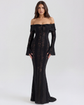 Alessandra — Black Lace Maxi Dress