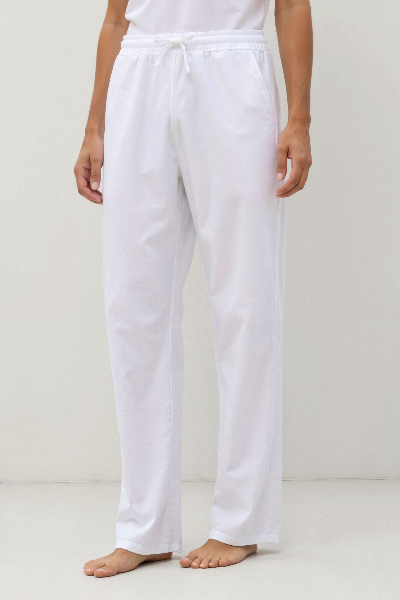NOBA Cotton-Linen Blend Trousers with Drawstring Waist