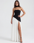 Serena — Black & White Strapless Maxi Dress