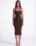 Kelly — Brown Bandage Midi Dress