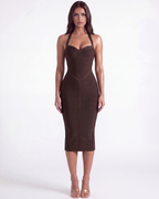 Kelly — Brown Bandage Midi Dress