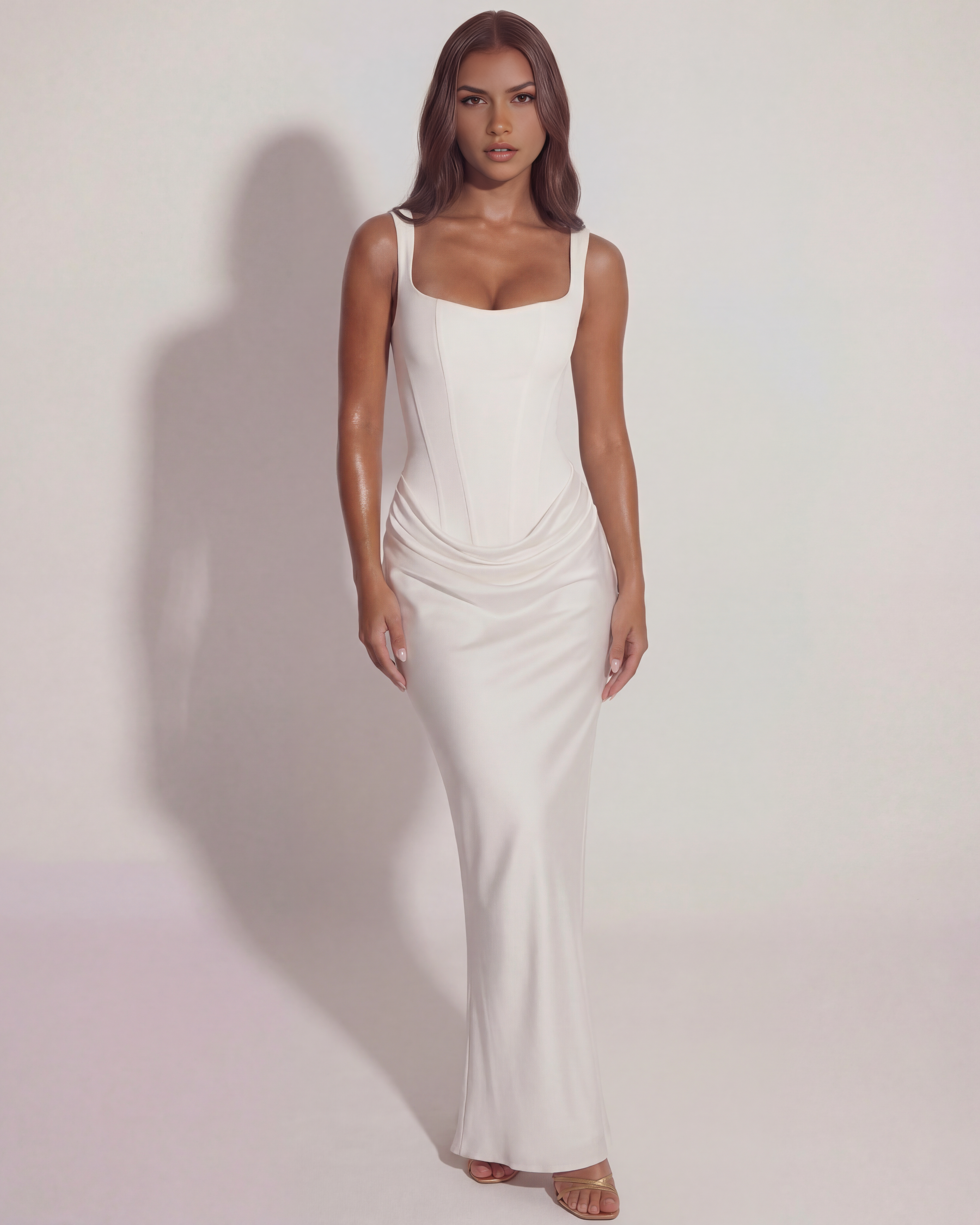 Eleonora — White Corset Maxi Dress