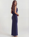 Sapphire — Navy Satin Maxi Dress