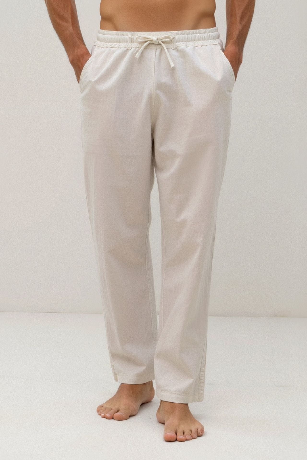 NOBA Cotton-Linen Blend Trousers with Drawstring Waist