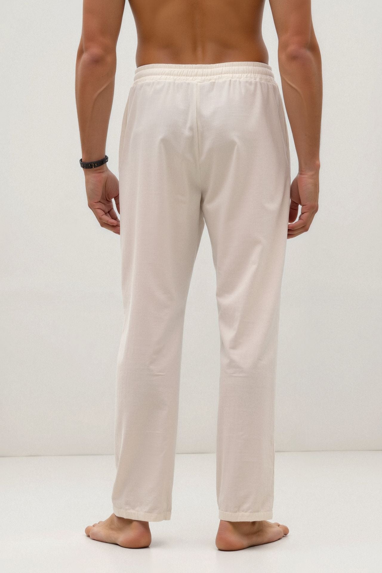 NOBA Cotton-Linen Blend Trousers with Drawstring Waist