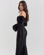 Alessandra — Black Lace Maxi Dress