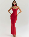 Malu — Three-Piece Mesh Maxi Dress in Red
