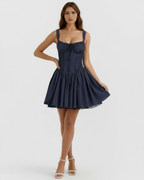 Luna — Navy Sweetheart Mini Dress