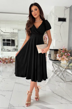 Anika - Elegant V-Neck Midi Dress for Weddings and Other Occasions