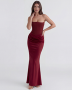 Rosalind — Burgundy Boned Corset Dress