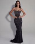 Lumina — Black Crystal Maxi Dress