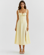 Aurora — Light Yellow Corset Dress