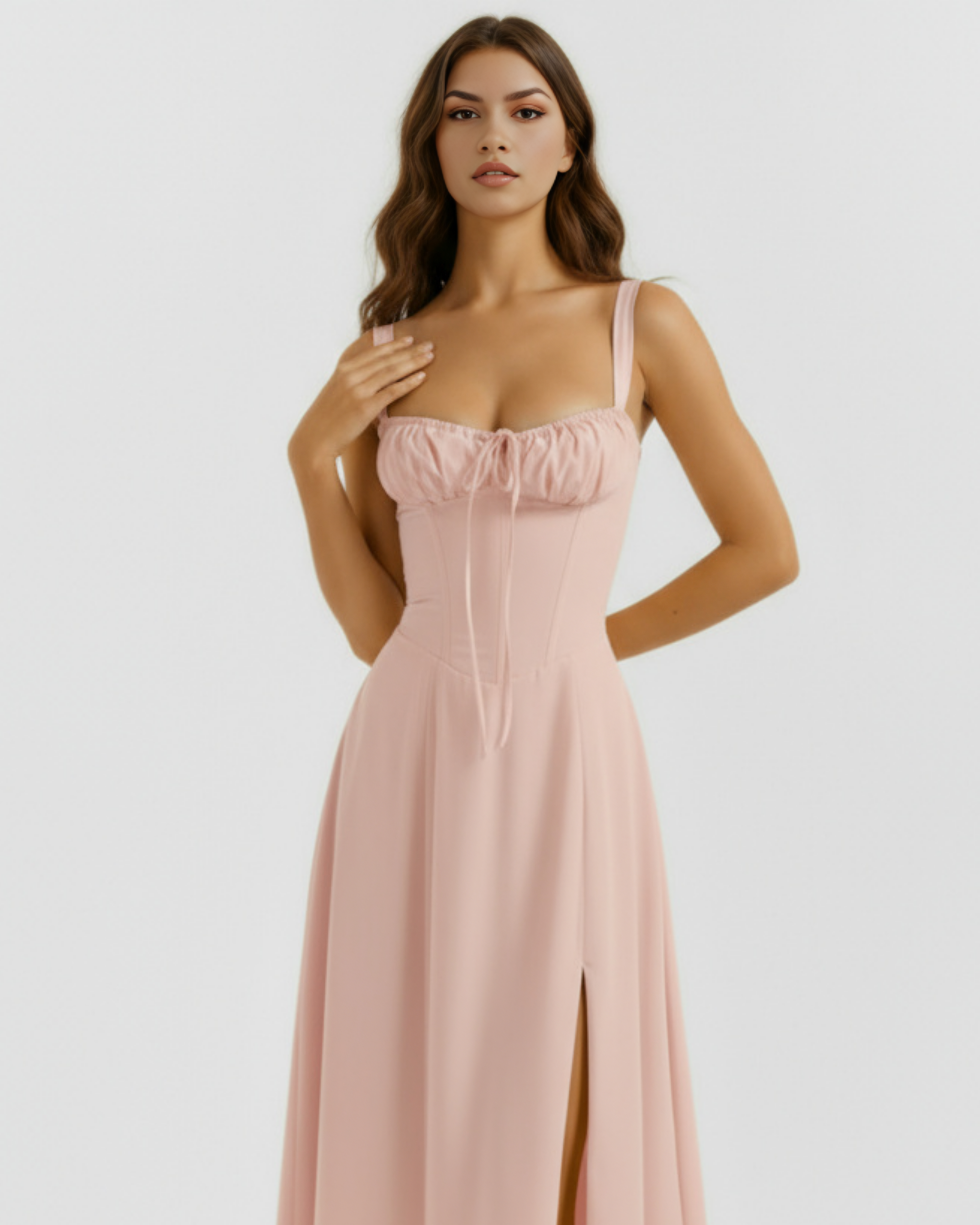 Aurora — Cotton Corset Dress in Pink