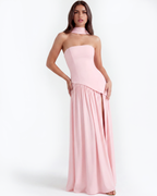 Serena — Pink Strapless Chiffon Maxi Dress