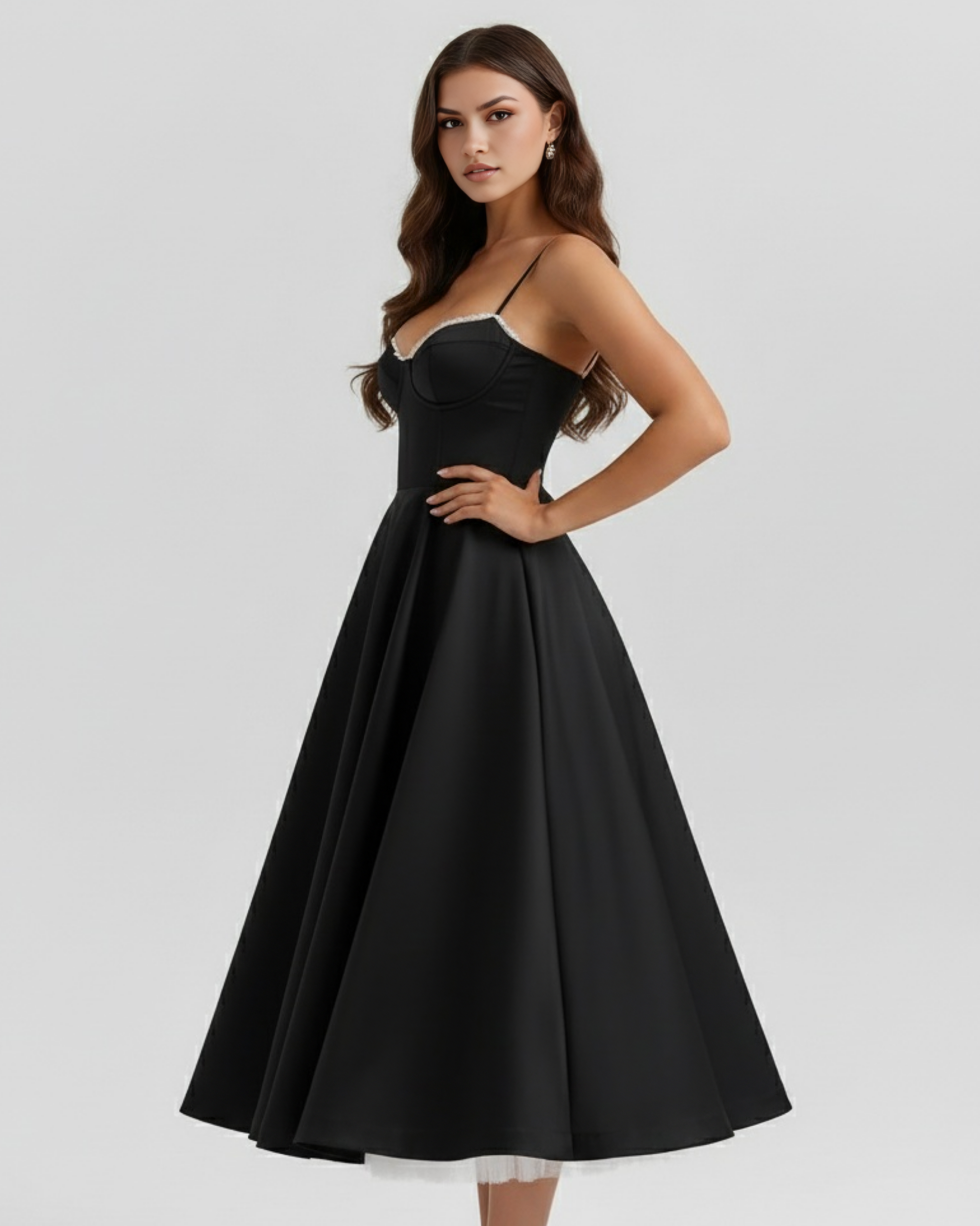 Selene — Black Midi Dress