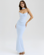 Malu Baby — Three-Piece Mesh Maxi Dress in Light Blue