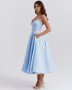 Selene — Sweetheart Midi Dress in Light Blue