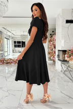 Anika - Elegant V-Neck Midi Dress for Weddings and Other Occasions