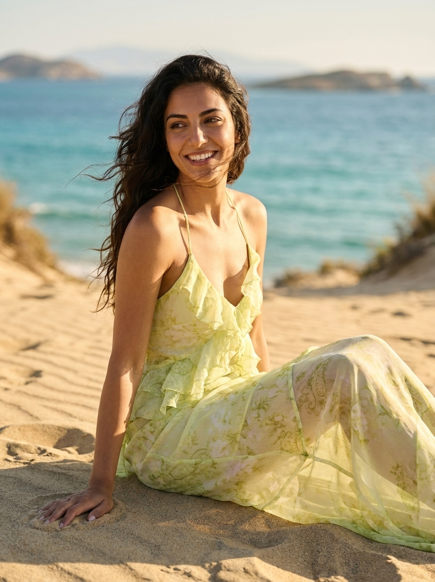 Robe Serifos — Citron Florale Mousseline