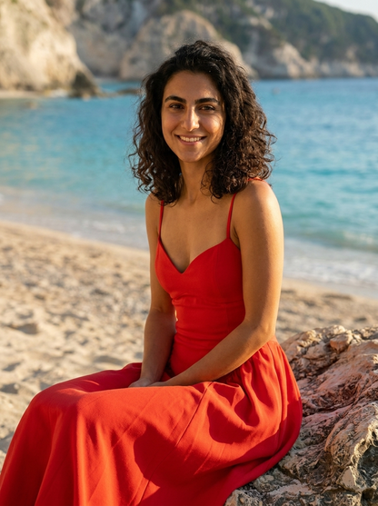 Robe Poros — Corail Sweetheart a Bretelles