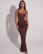 Eleonora — Chocolate Corset Maxi Dress