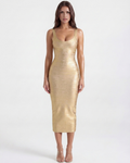 Beyonce — Gold Bandage Midi Dress