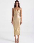 Beyonce — Gold Bandage Midi Dress