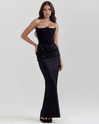 Rosalind — Black Crepe Corset Dress