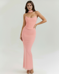 Malu — Pink Three-Piece Mesh Maxi Set