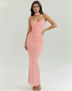 Malu — Pink Three-Piece Mesh Maxi Set