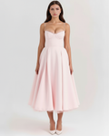 Selene — Sweetheart Midi Dress in Soft Pink