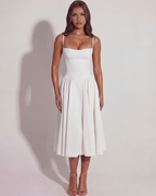Francesca — Sweetheart Midi Dress in White