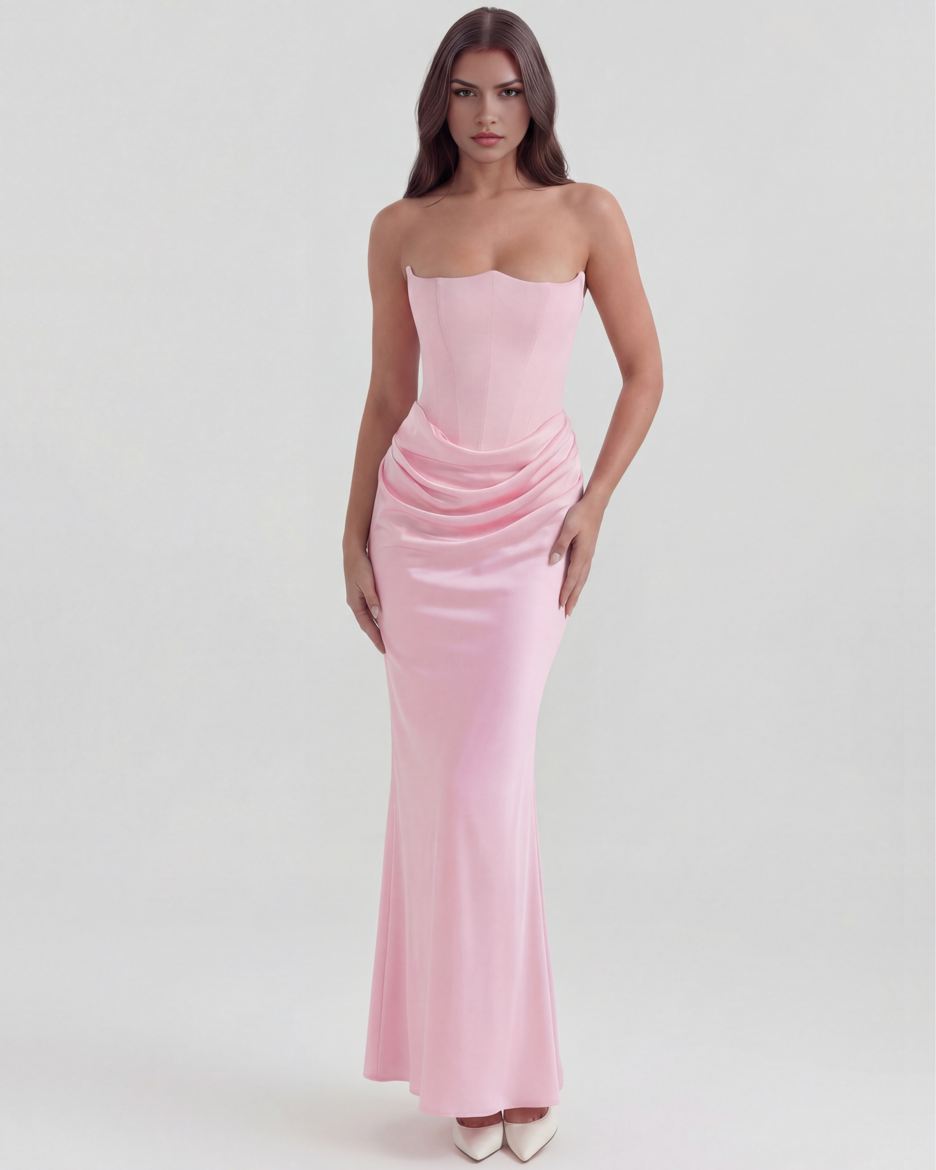 Rosalind — Boned Corset Dress in Pink