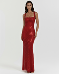 Isabella — Burgundy Crystal Maxi Dress