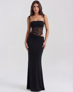 Valeria — Black Lace Maxi Dress