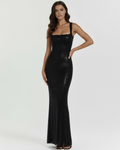 Isabella — Black Crystal Maxi Dress