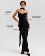 Malu — Black Mesh Three-Piece Maxi Dress