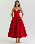 Amalfi — Red Corset Occasion Dress