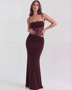 Valeria — Burgundy Lace Maxi Dress