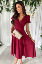 Anika - Elegant V-Neck Midi Dress for Weddings and Other Occasions