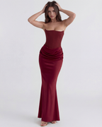 Rosalind — Burgundy Boned Corset Dress
