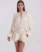 Giovanna — Cream Long-Sleeve Mini Dress