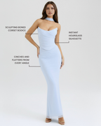 Malu Baby — Three-Piece Mesh Maxi Dress in Light Blue